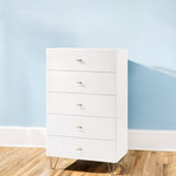30" White Manufactured Wood Five Drawer Chest - Homeroots