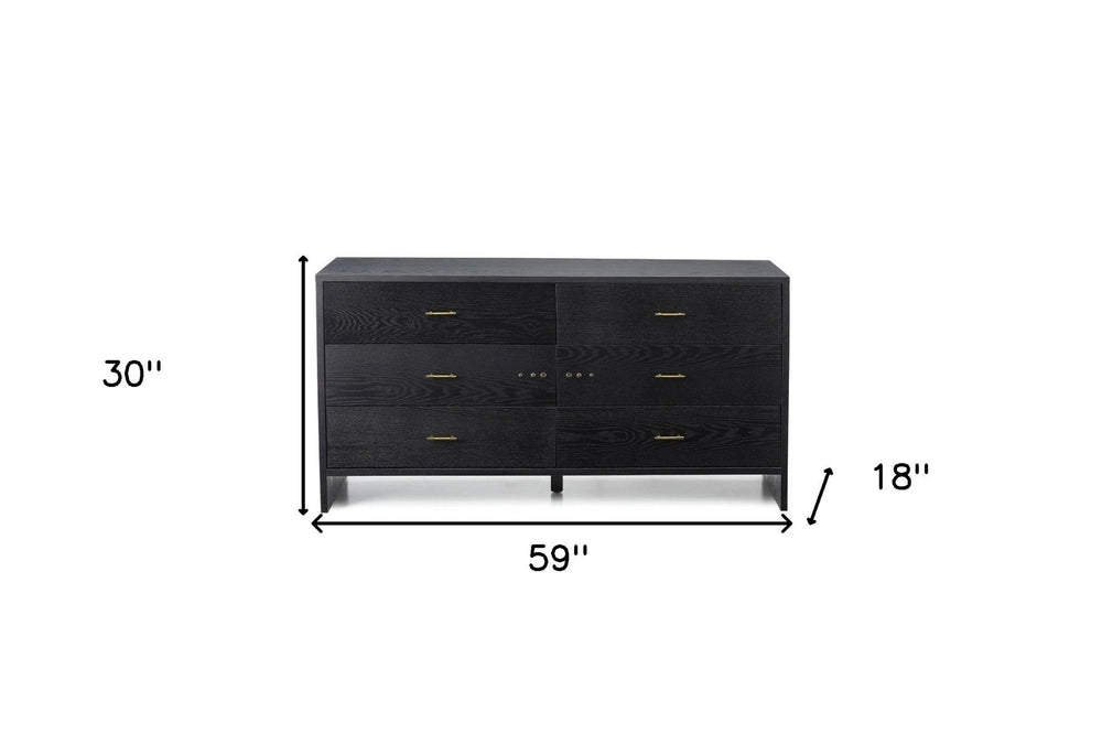 59" Grey Ash Manufactured Wood Six Drawer Double Dresser - Homeroots - Flyclothing LLC
