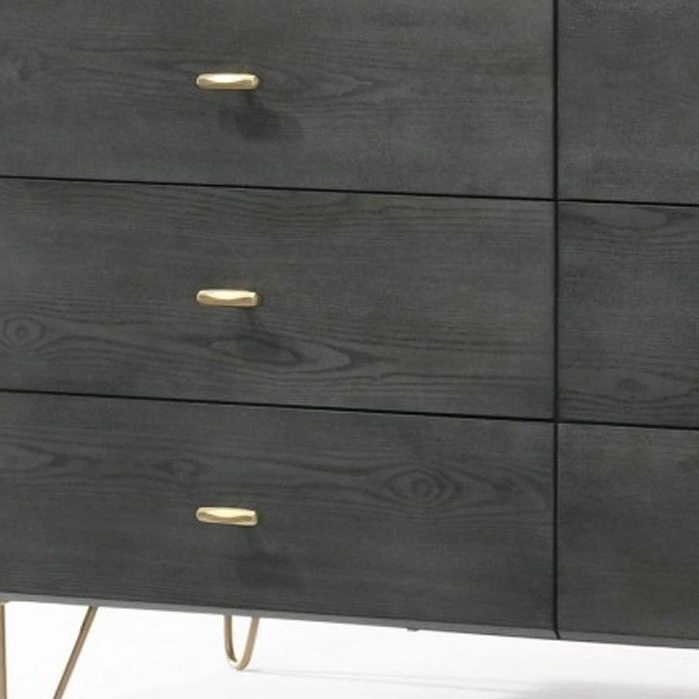 51" Grey Manufactured Wood Six Drawer Double Dresser - Homeroots - Flyclothing LLC