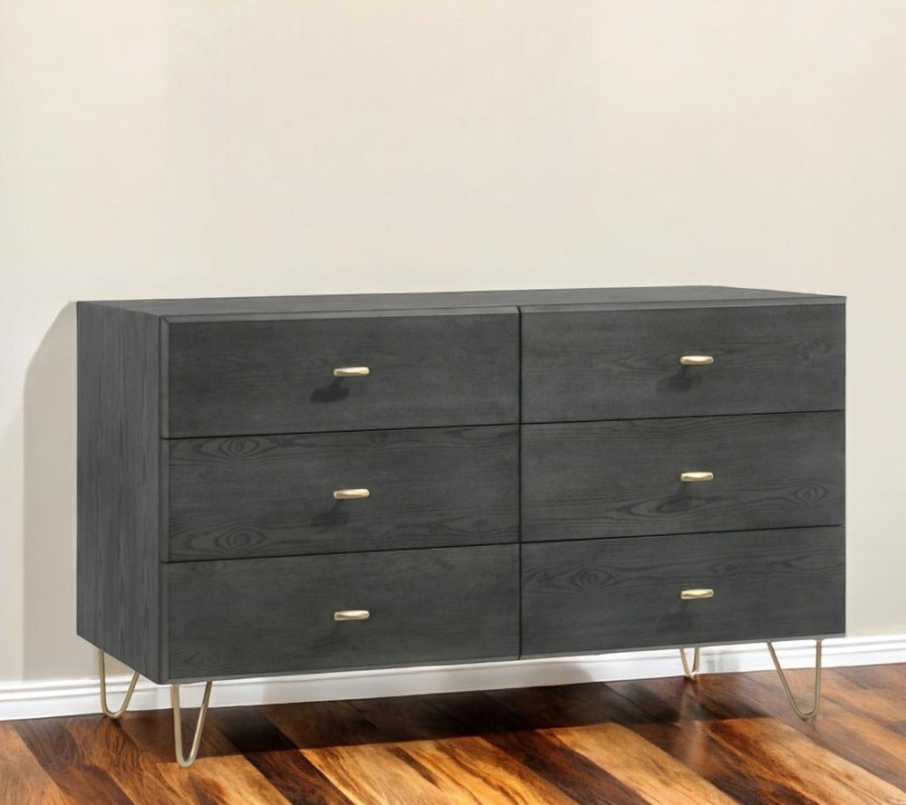 51" Grey Manufactured Wood Six Drawer Double Dresser - Homeroots - Flyclothing LLC