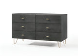 51" Grey Manufactured Wood Six Drawer Double Dresser - Homeroots - Flyclothing LLC