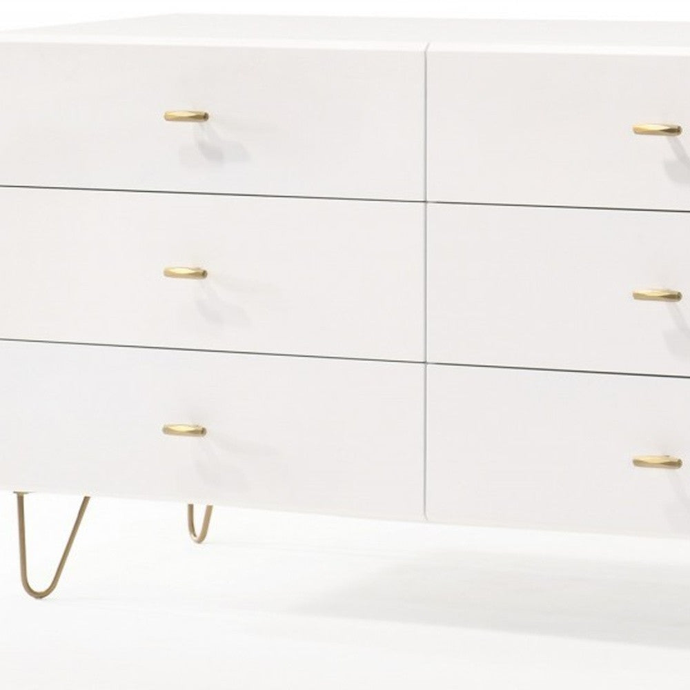 51" White Manufactured Wood Six Drawer Double Dresser - Homeroots - Flyclothing LLC