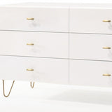 51" White Manufactured Wood Six Drawer Double Dresser - Homeroots - Flyclothing LLC