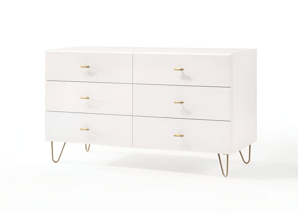 51" White Manufactured Wood Six Drawer Double Dresser - Homeroots - Flyclothing LLC