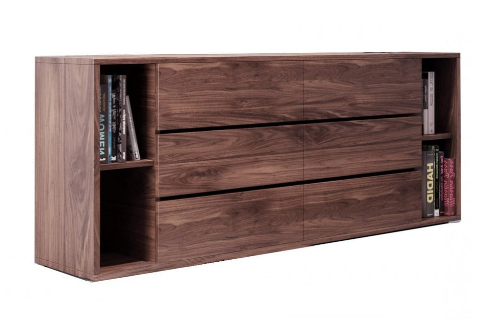 63" Walnut Solid Wood Six Drawer Double Dresser - Homeroots - Flyclothing LLC