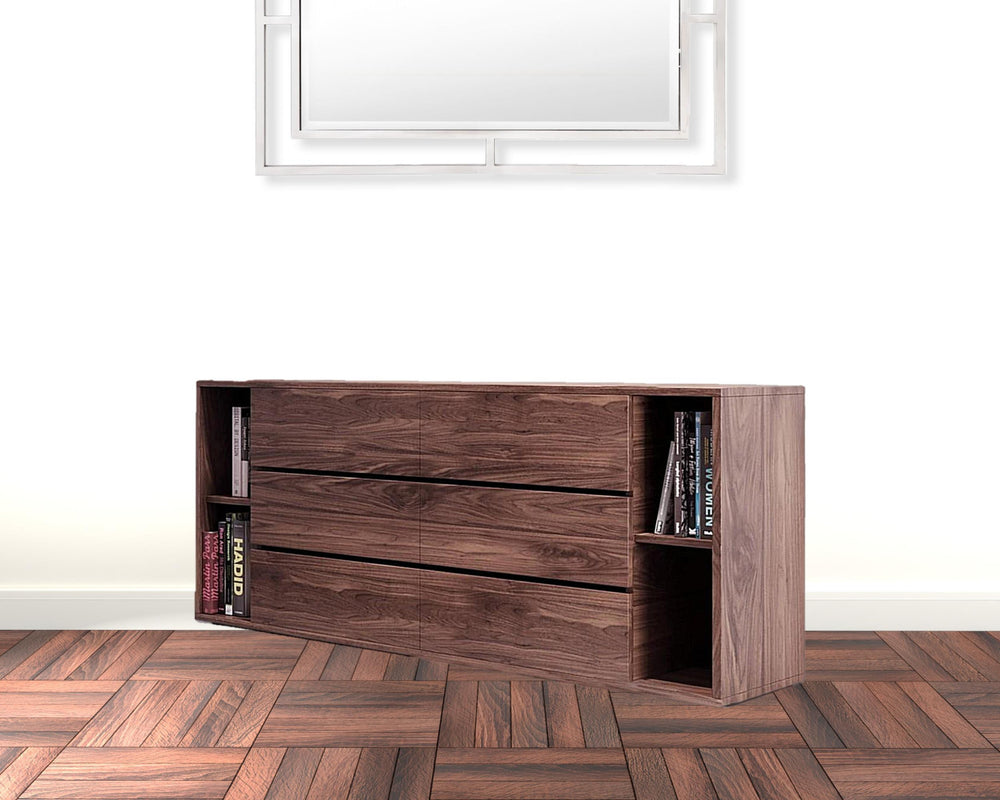 63" Walnut Solid Wood Six Drawer Double Dresser - Homeroots - Flyclothing LLC
