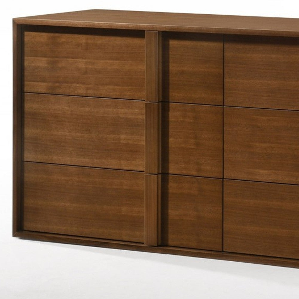 65" Walnut Solid Wood Six Drawer Double Dresser - Homeroots - Flyclothing LLC