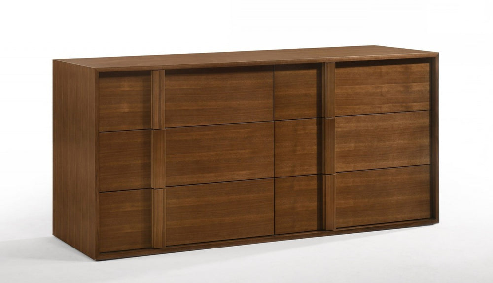 65" Walnut Solid Wood Six Drawer Double Dresser - Homeroots - Flyclothing LLC