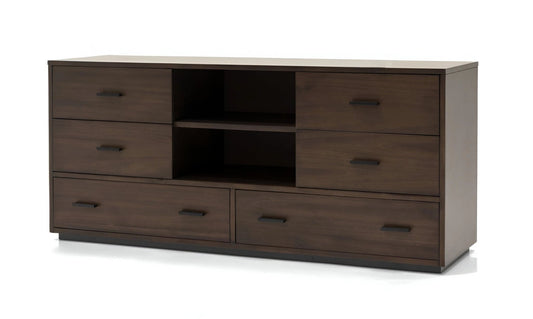 63" Walnut Six Drawer Double Dresser - Homeroots