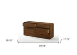 59" Walnut Solid Wood Six Drawer Double Dresser - Homeroots - Flyclothing LLC