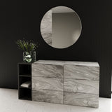 63" Grey Faux Marble and Black Wood Six Drawer Double Dresser - Homeroots - Flyclothing LLC