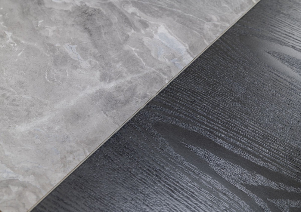 63" Grey Faux Marble and Black Wood Six Drawer Double Dresser - Homeroots - Flyclothing LLC