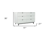 51" White Manufactured Wood Six Drawer Double Dresser - Homeroots - Flyclothing LLC