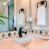 7" x 7" Black and White Mono Cross Peel and Stick Tiles - Homeroots - Flyclothing LLC