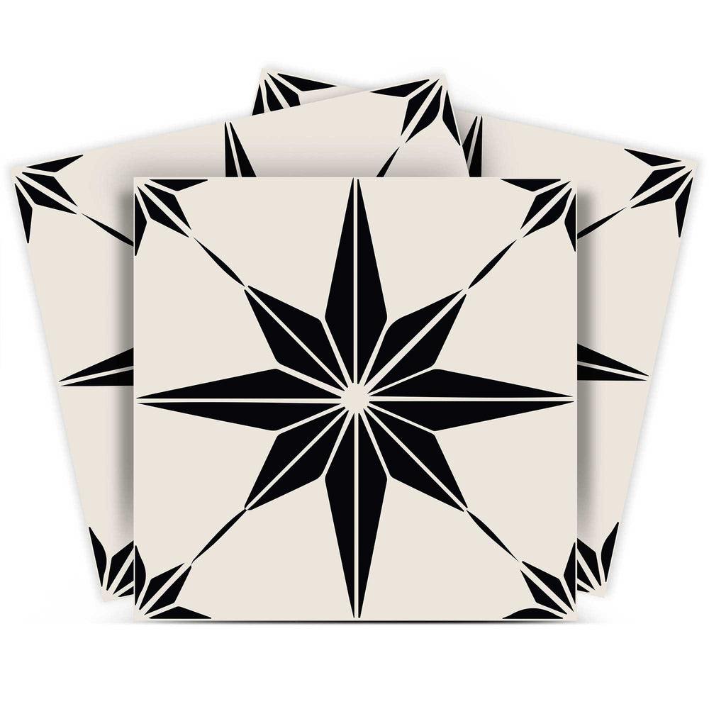 7" x 7" Black and White Mono Cross Peel and Stick Tiles - Homeroots - Flyclothing LLC