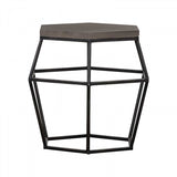 Modern Gray Concrete and Black Metal Hexagonal End Table - Homeroots - Flyclothing LLC