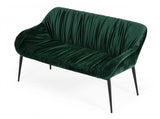 56" Green and Black Upholstered Velvet Dining Bench - Homeroots