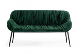 56" Green and Black Upholstered Velvet Dining Bench - Homeroots