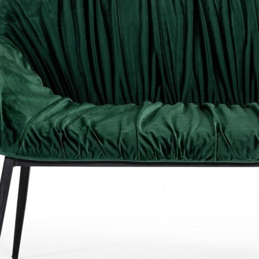 56" Green and Black Upholstered Velvet Dining Bench - Homeroots