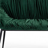 56" Green and Black Upholstered Velvet Dining Bench - Homeroots