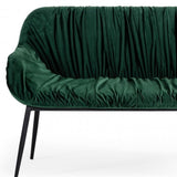 56" Green and Black Upholstered Velvet Dining Bench - Homeroots