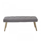 47" Gray and Antiqued Brass Upholstered Linen Blend Dining Bench - Homeroots - Flyclothing LLC