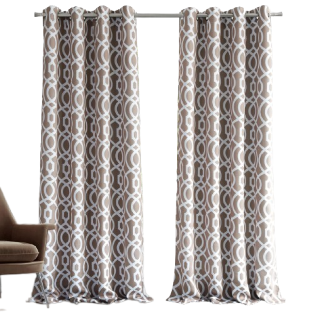 84" Taupe Trellis Black Out Window Curtain Panel - Homeroots - Flyclothing LLC