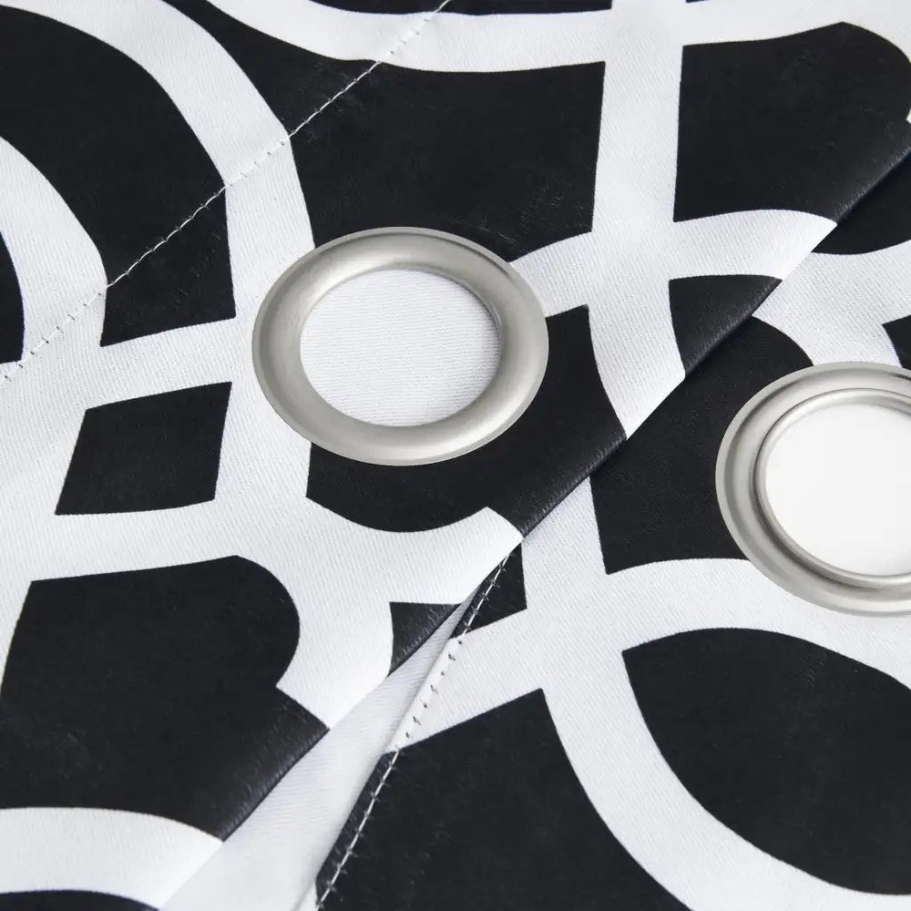 84" Jet Black Trellis Black Out Window Curtain Panel - Homeroots - Flyclothing LLC