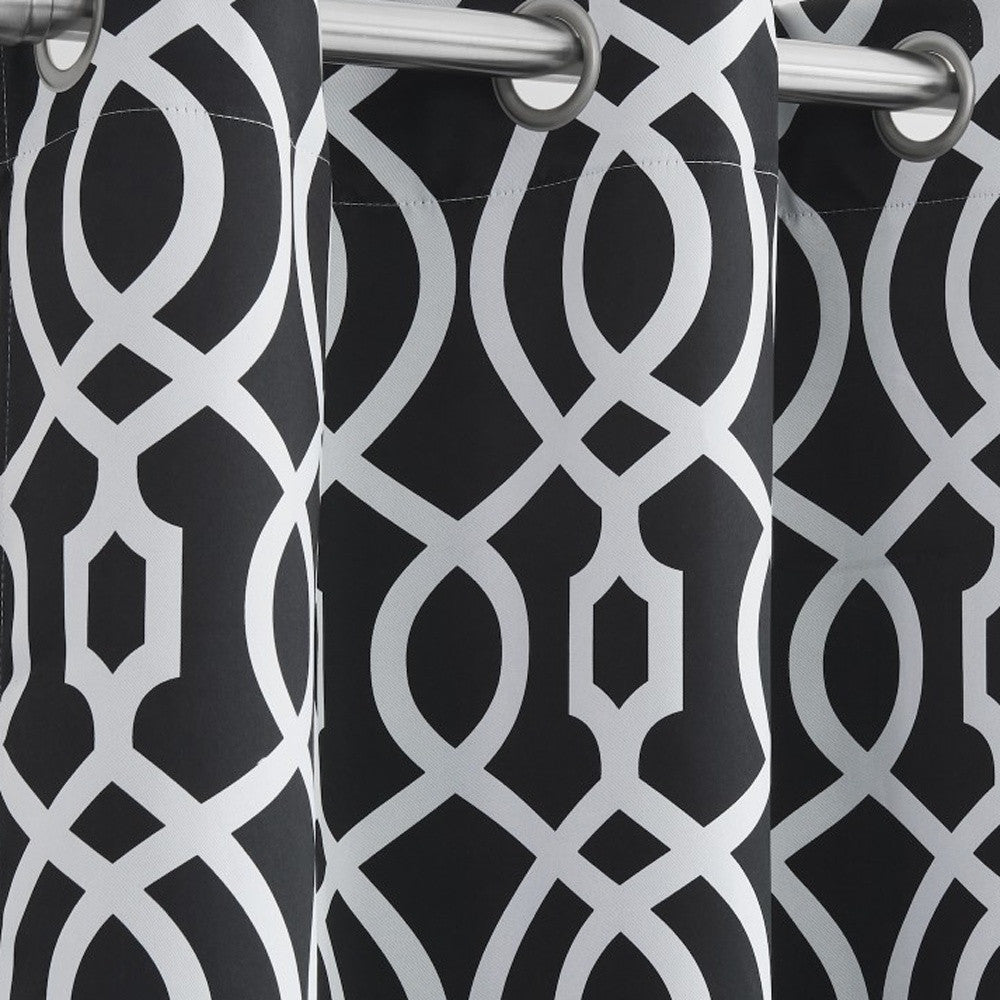 84" Jet Black Trellis Black Out Window Curtain Panel - Homeroots - Flyclothing LLC
