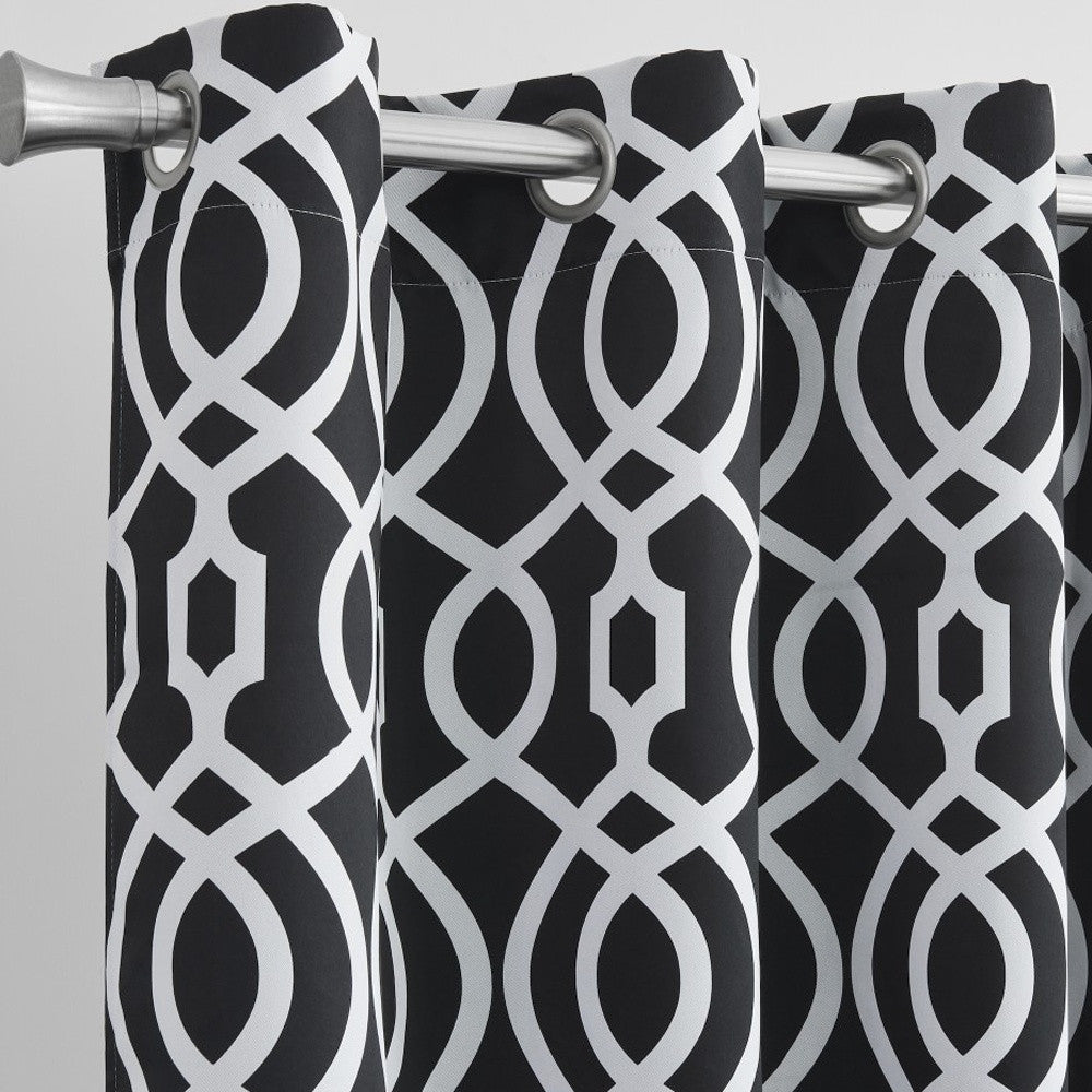 84" Jet Black Trellis Black Out Window Curtain Panel - Homeroots - Flyclothing LLC