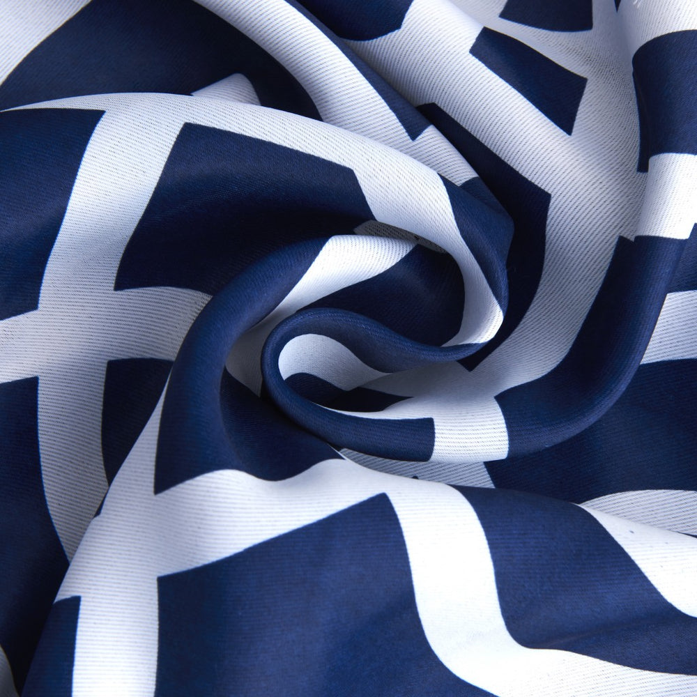 84" Navy Blue Trellis Black Out Window Curtain Panel - Homeroots - Flyclothing LLC