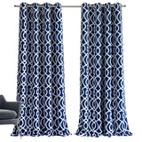 84" Navy Blue Trellis Black Out Window Curtain Panel - Homeroots - Flyclothing LLC
