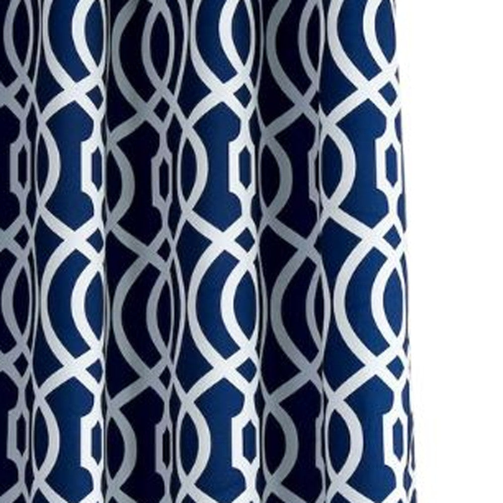 84" Navy Blue Trellis Black Out Window Curtain Panel - Homeroots - Flyclothing LLC