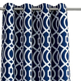 84" Navy Blue Trellis Black Out Window Curtain Panel - Homeroots - Flyclothing LLC