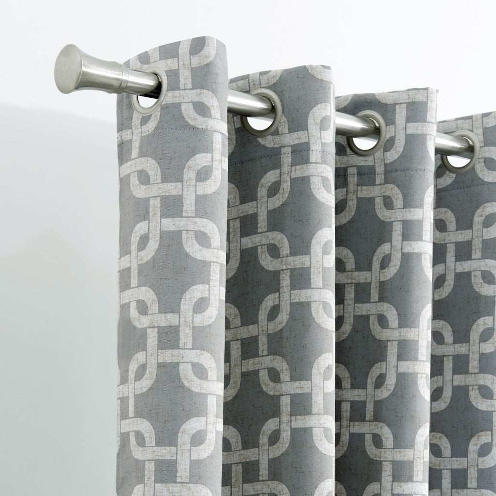 84” Silver Interlock Pattern Window Curtain Panel - Homeroots - Flyclothing LLC