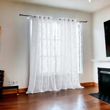 84” White Trellis Pattern Embroidered Window Curtain Panel - Homeroots - Flyclothing LLC