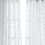 84” White Trellis Pattern Embroidered Window Curtain Panel - Homeroots - Flyclothing LLC