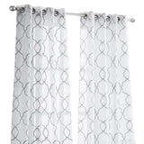 84” Silver Trellis Pattern Embroidered Window Curtain Panel - Homeroots - Flyclothing LLC