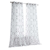 84” Silver Trellis Pattern Embroidered Window Curtain Panel - Homeroots - Flyclothing LLC