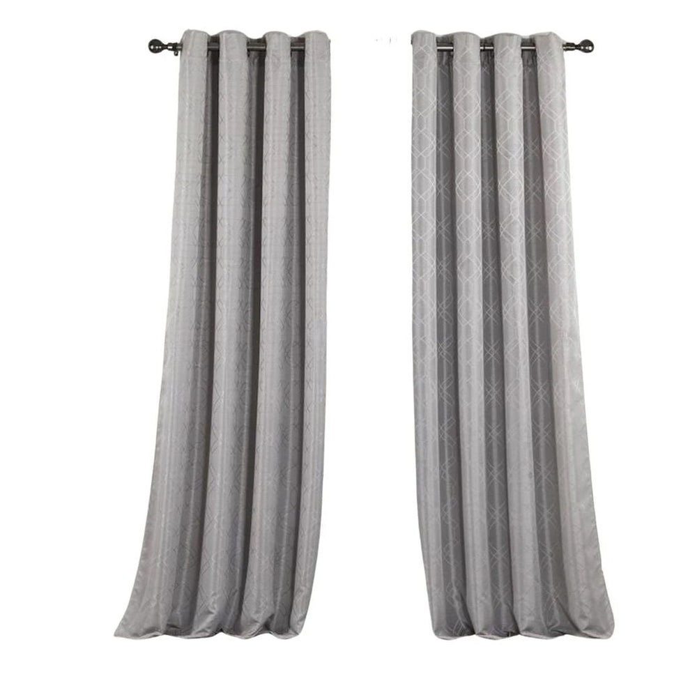 84" Silver Linework Textured Window Curtain Panel - Homeroots - Flyclothing LLC