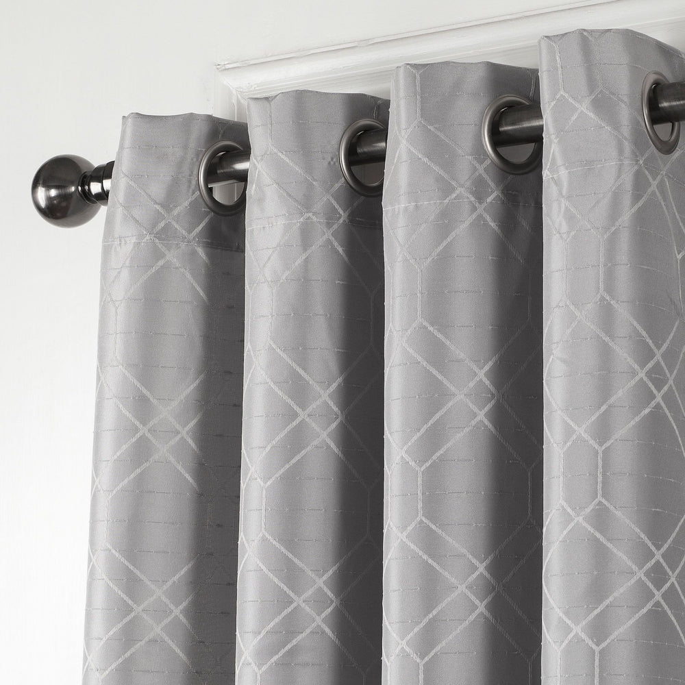 84" Silver Linework Textured Window Curtain Panel - Homeroots - Flyclothing LLC
