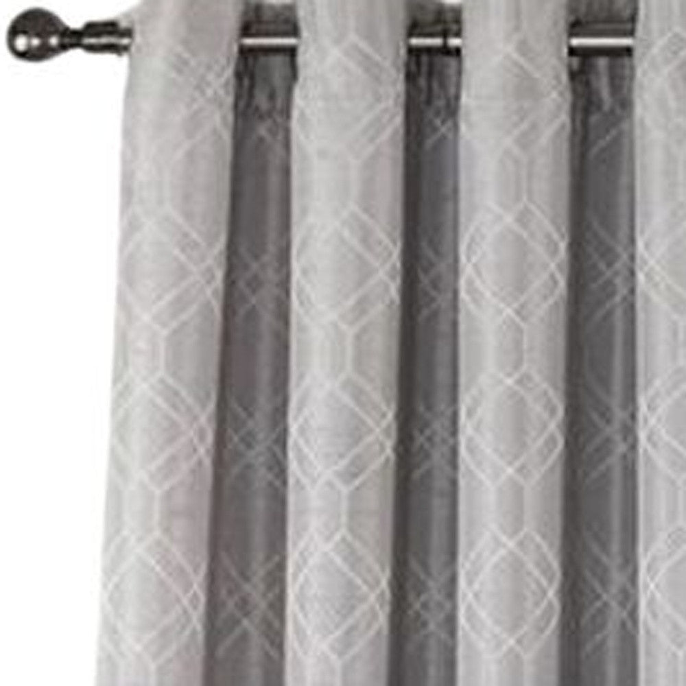 84" Silver Linework Textured Window Curtain Panel - Homeroots - Flyclothing LLC