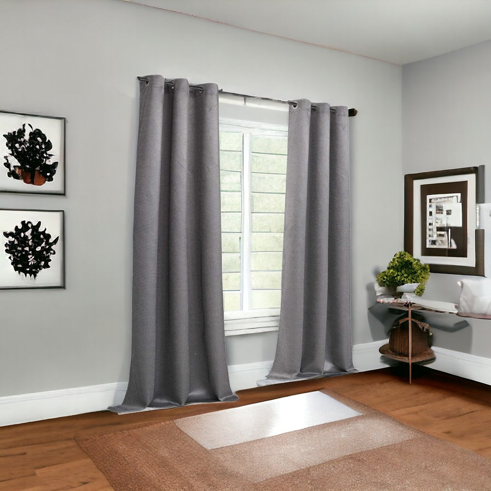 Set of Two 84" Silver Metallic Textured Window Panels - Homeroots - Flyclothing LLC