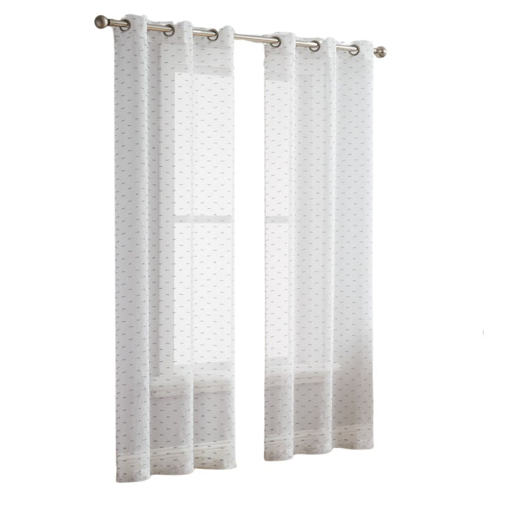 Set of Two 84" Silver Sprinkled Embellishment Window Curtain Panels - Homeroots - Flyclothing LLC