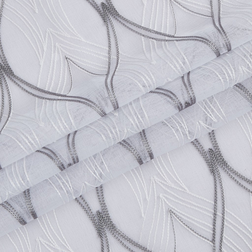 Set of Two 84" White Wave Embroidered Window Panels - Homeroots - Flyclothing LLC