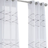 Set of Two 96" White Wave Embroidered Window Panels - Homeroots - Flyclothing LLC