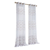 Set of Two 96" Gold and White SemiSheer Curtains - Homeroots - Flyclothing LLC