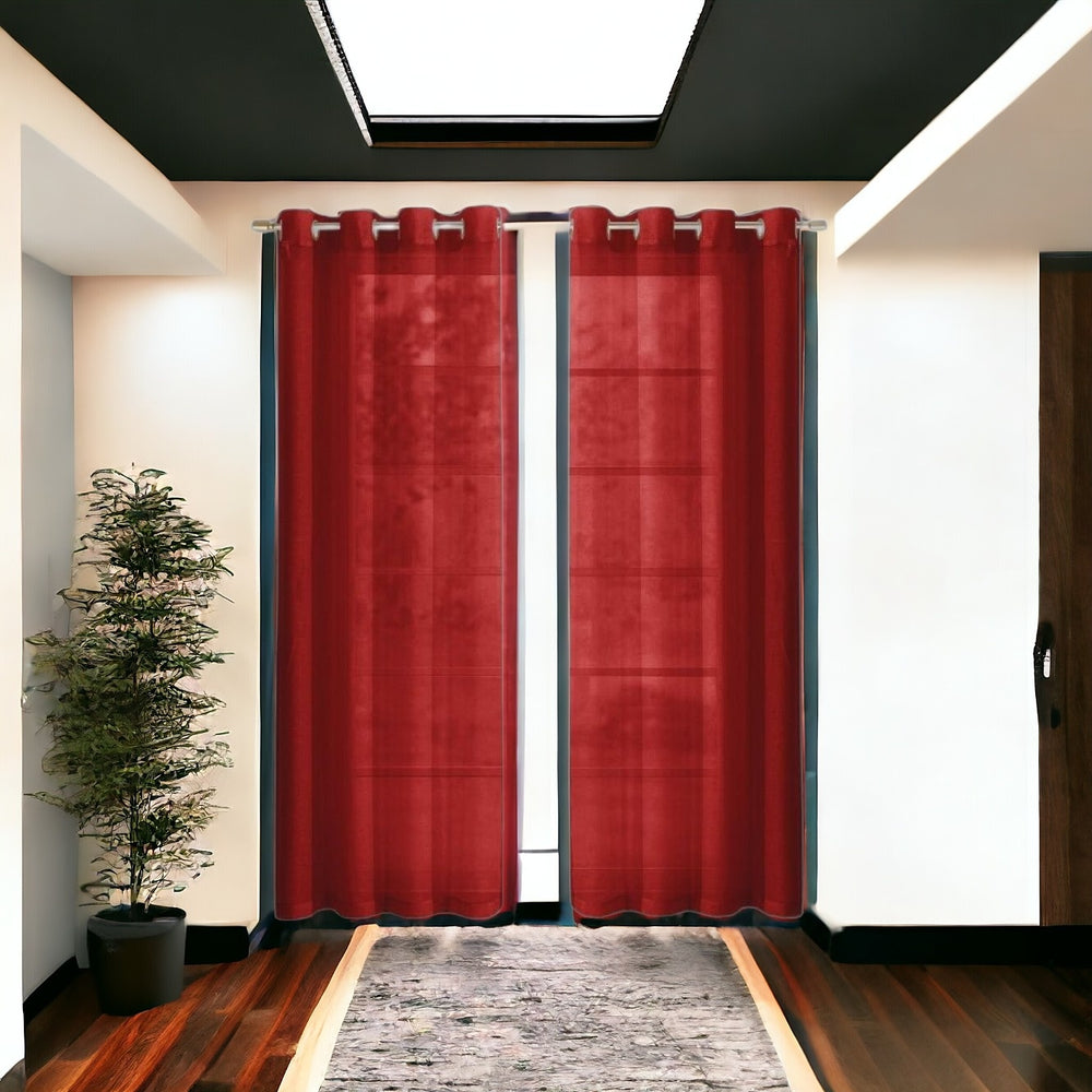 Set of Two 84" Red Solid Modern Window Panels - Homeroots - Flyclothing LLC