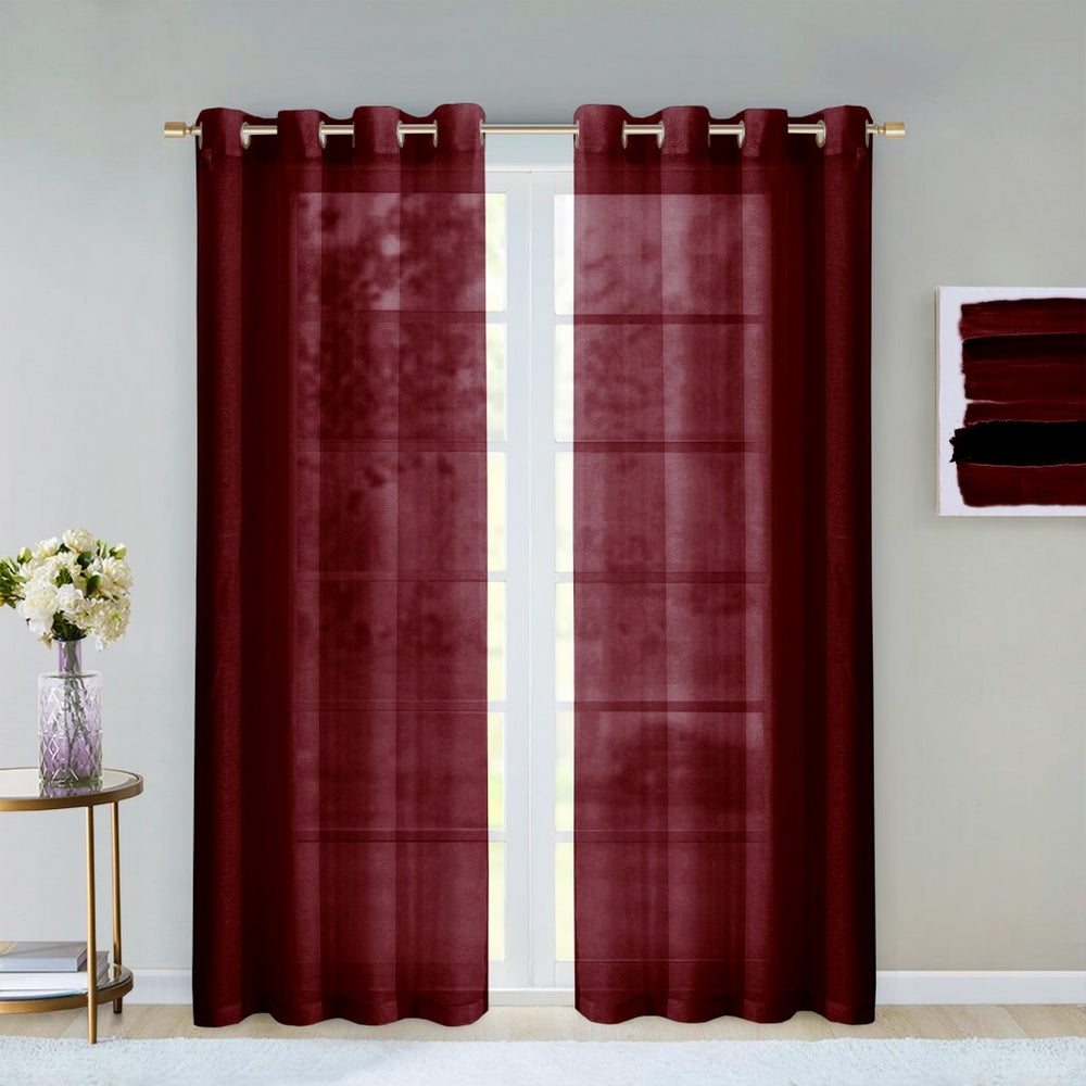 Set of Two 84" Burgundy Solid Modern Window Panels - Homeroots - Flyclothing LLC