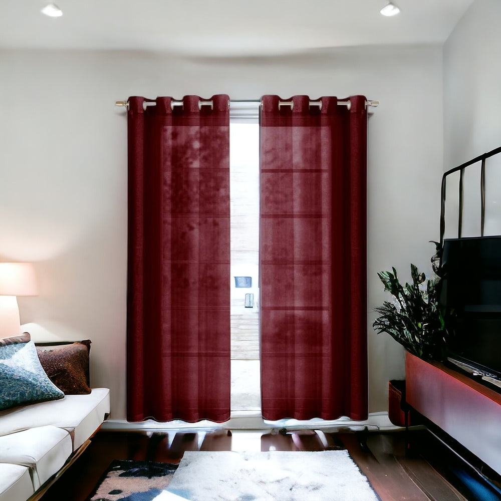 Set of Two 84" Burgundy Solid Modern Window Panels - Homeroots - Flyclothing LLC